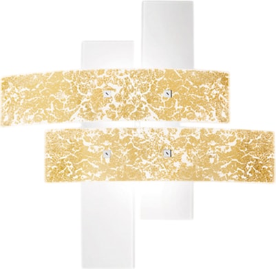 Lara Deckenleuchte 2x E27 Weißglas 70x70 cm - Blattgold-Deko, IP20, max. 2x70W, Leuchtmittel nicht inkl.