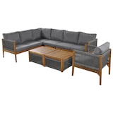 thumbnail of Merax tuinset loungeset voor 7-8 personen, tuinmeubelset met bank, tafel, hocker en kussens, naturel en grijs