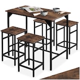 thumbnail of tectake Ensemble table de bistrot EDINBURGH 1 table + 4 tabourets de bar - Bois foncé industriel, rustique -404306