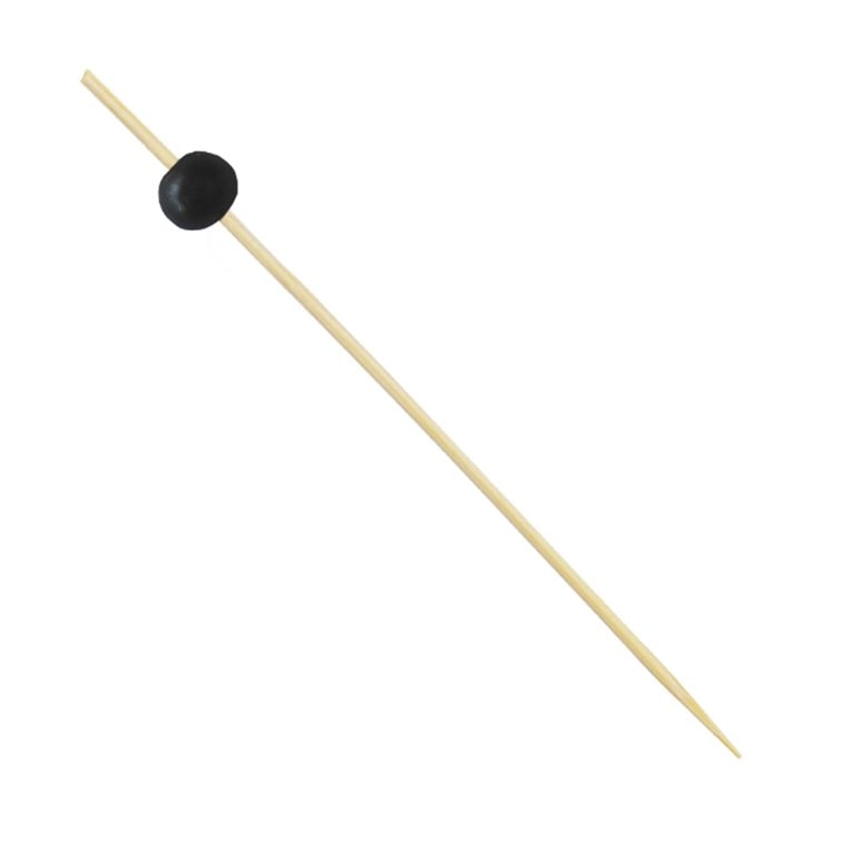 MONOUSO - Pinchos de Bambú Decorado "Big Ball" Negro 12,5cm en caja (100 Uds)