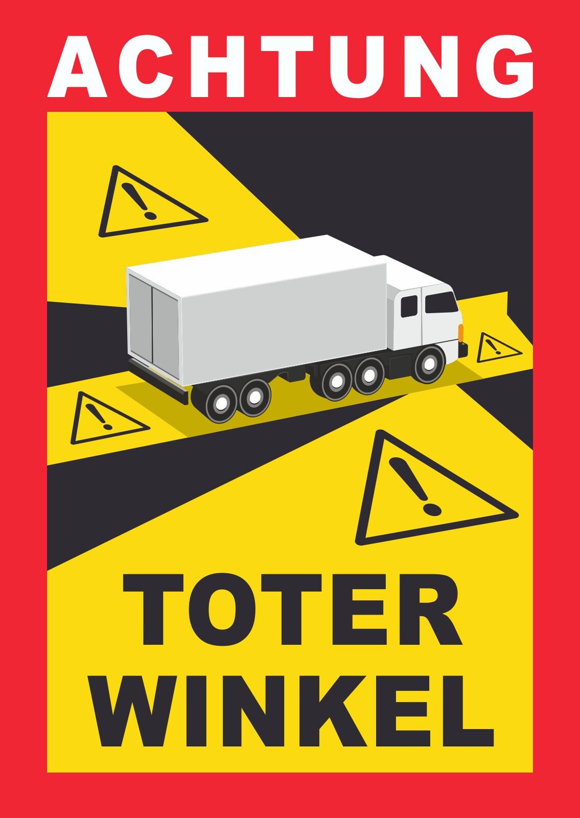 Toter Winkel Schild A6 Rückseite selbstklebend