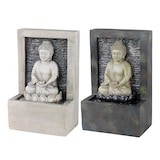 thumbnail of 1 Zimmerbrunnen Buddha 23cm Kunststein Wasserbrunnen für Zimmer Indoor Brunnen Wasserwand Tischbrunnen Tischdeko Bürodeko Wasser Feng Shui Deko Grau