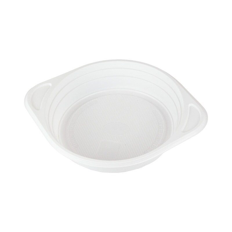 DayBays 100 Stk. Suppenterrine 750 cc. 150x200x65 mm PP Weiß rund mit Ohren
