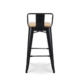 thumbnail of Lot de 4 tabourets de bar en métal noir mat style industriel avec dossier et assise en bois clair - Hauteur 66cm