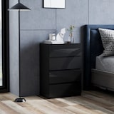 thumbnail of HOMCOM cómoda con 4 cajones de madera cajonera de dormitorio cómoda negra para salón habitación dormitorio estilo moderno 55x34x80 cm negro