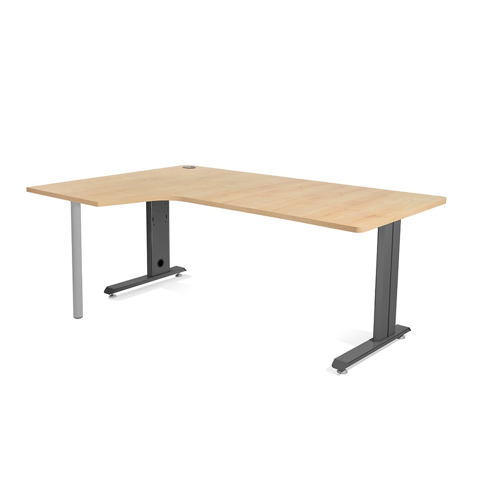 Rocada mesa de escritório metálica série L esquerda 180x120 antracite/carvalho