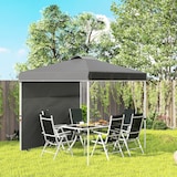 thumbnail of Carpa plegable 2,5x2,5 m cenador de jardín con 1 pared lateral altura ajustable en 3 niveles anti-UV impermeable y bolsa de arena