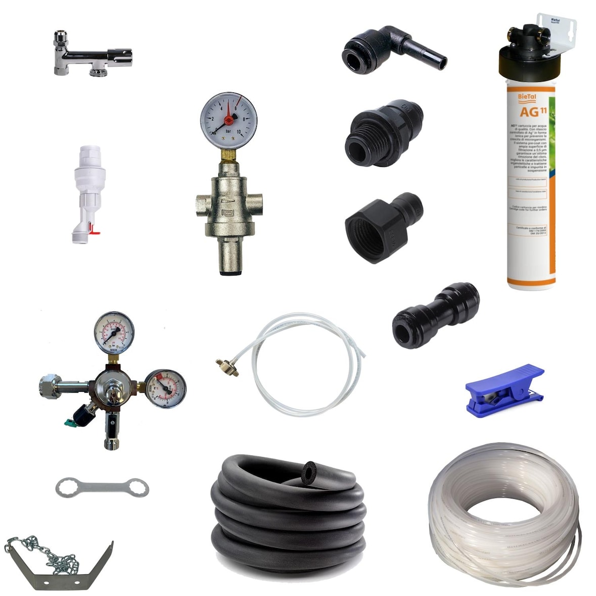 Anschlußpaket Untertisch Wasser Sprudel Tafelwassergerät & Aktivkohle Filter