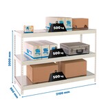 thumbnail of SimonRack Industrieregal, 2000x2100x900 mm, 500 kg am Biegepunkt, 3 Metallböden, Garagenregal, Weiss/Verzinkt- Simonforte