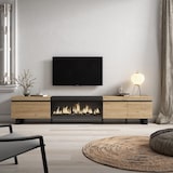 thumbnail of Mueble TV, Televisión, 288x35x57cm, Para TV gran formato, Chimenea eléctrica XXL, Diseño industrial, Roble y negro _494_55
