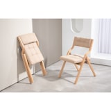 thumbnail of Klappstuhl Set aus Holz 2er Pack Khaki 77x61x48 cm gepolsterter Sitz mit Samtbezug und Rückenlehne 110 Grad Rückenkomfort faltbar sofort einsatzbereit