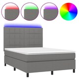 thumbnail of vidaXL Boxspringbett mit Matratze & LED Dunkelgrau 140x200 cm Stoff