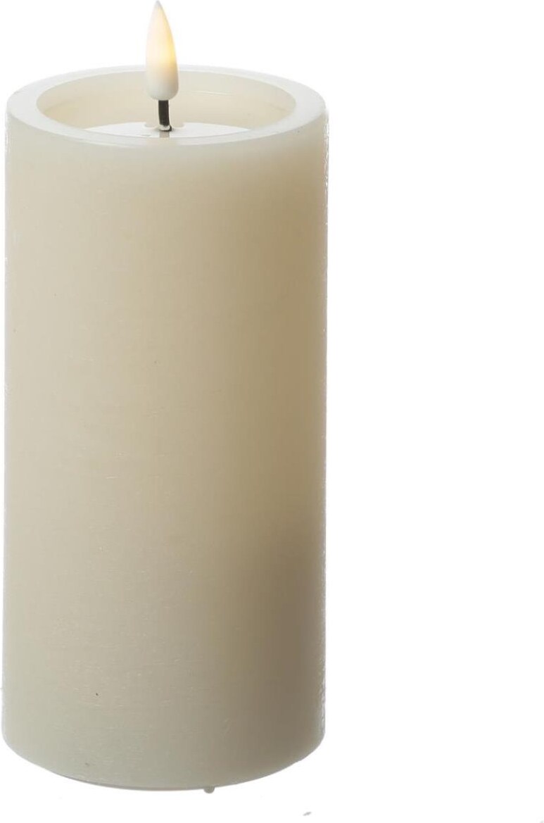 LED Kerze UNIQUE Rustik-Optik Echtwachs 7,5x15cm bis 1500Std creme