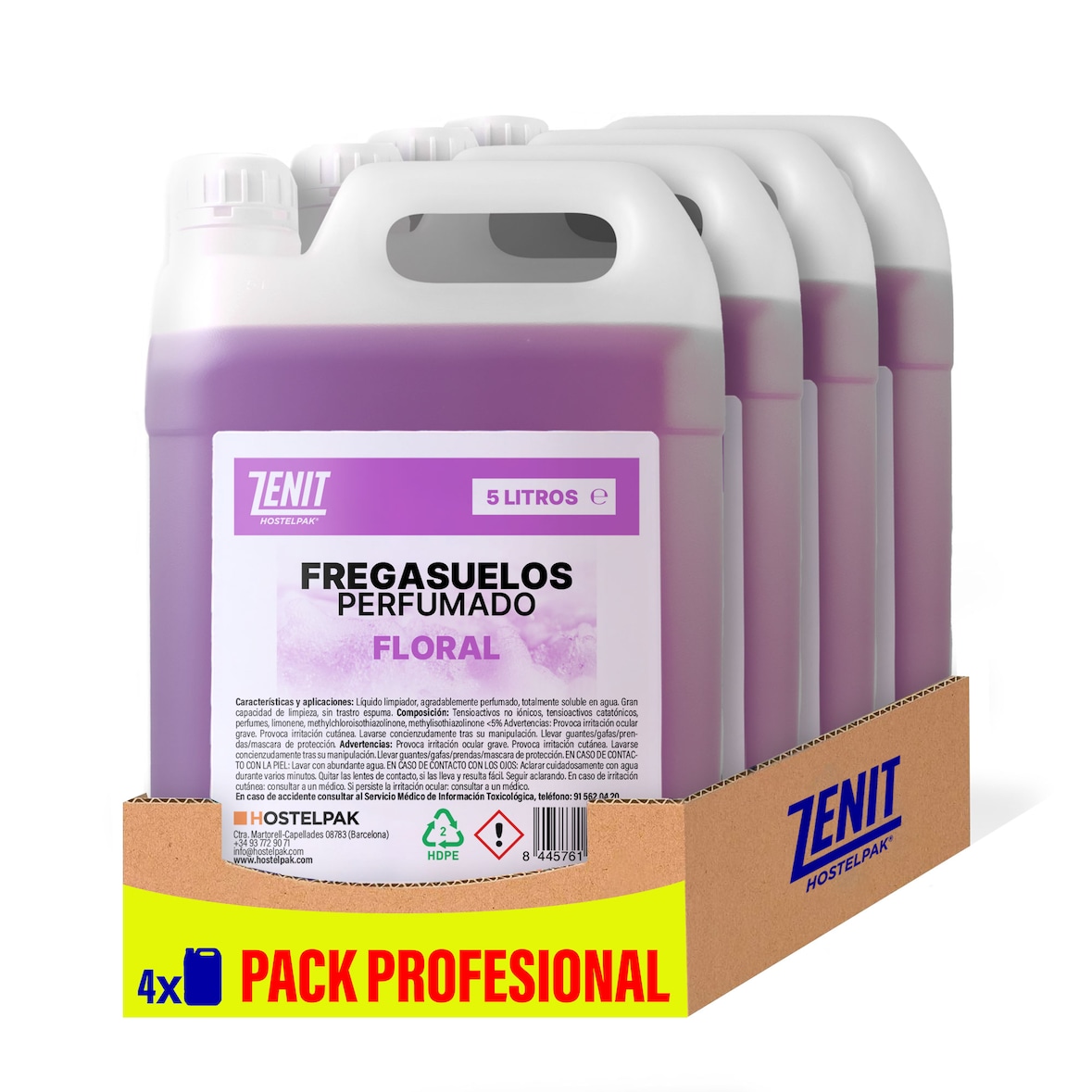 4 x 5L - Fregasuelos perfumado duradero - Perfumado Floral - Para todo tipo de suelos - Uso profesional