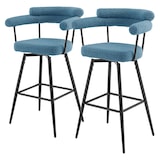 thumbnail of ML-Design Barhocker drehbar 2er Set Blau, Teddy-Stoff, H76 cm, Gepolsterte Barstühle, Küchenstühle mit Arm- & Rückenlehne, 360° Drehstuhl Tresenhocker