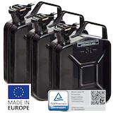 thumbnail of BW® Kraftstoffkanister Metall Benzinkanister 3x 5 Liter - Schwarz - RAL 9005 - TÜV-geprüft und UN-Zulassung - Made in Europe