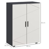 thumbnail of Badezimmerschrank 60x30x82 cm mit Doppeltür und verstellbaren Regalböden Grau, Holz, klarer Look für Bad und Wohnbereich