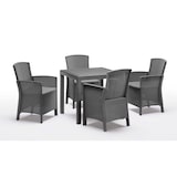 thumbnail of BICA Diningset 5 tlg. Lido, 4 Sessel inkl Sitzkissen und Tisch Dallas, Graphite - wetterfest