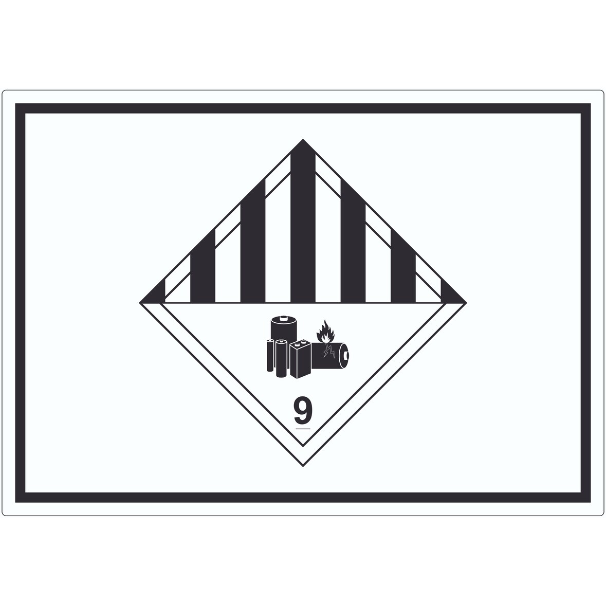 Aufkleber Achtung Lithiumbatterien Symbol Gefahrgutklasse 9a A0 (841x1189mm)
