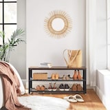 thumbnail of Schuhbank 30 x 100 x 45 cm,  Schuhregal,  Schuhablage, Aufbewahrungsregal mit 2 Gitterablagen, Metallgestell, Industrie-Design, Braun-schwarz