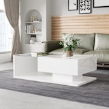 thumbnail of Merax Couchtisch, Hochglanz-Weiß, Beistelltische, Couchtische mit Glas und LED-Effekt, Weiß