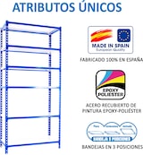 thumbnail of SimonRack Estantería Metálica, 2500x900x500 mm, 6 Alturas, Bandeja Metal, 180 kg de Punto Flexión, Azul/Blanco - Simonclick