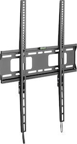 Un soporte de pared negro y ajustable para TV.