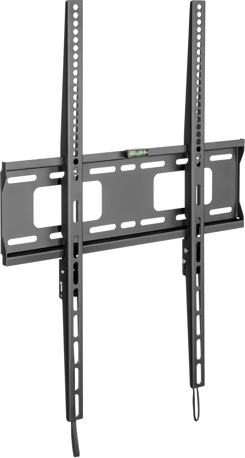 Un soporte de pared negro y ajustable para TV.
