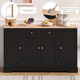 thumbnail of Sideboard 138x40x85 cm mit Schublade, Doppeltürfach und verstellbaren Einlegeböden, kippsicher und geräuscharm, Modernes Eurodesign Schwarz