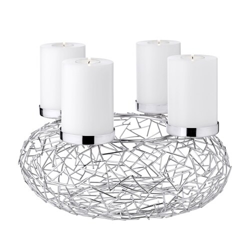 Adventskranz Milano, Edelstahl glänzend vernickelt, Durchmesser 34 cm