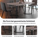 thumbnail of Esstisch 140x80x75  rechteckig mit Marmor Optik Tischplatte, Metallgestell mit verstellbaren Füßen, Küchentisch in Grau