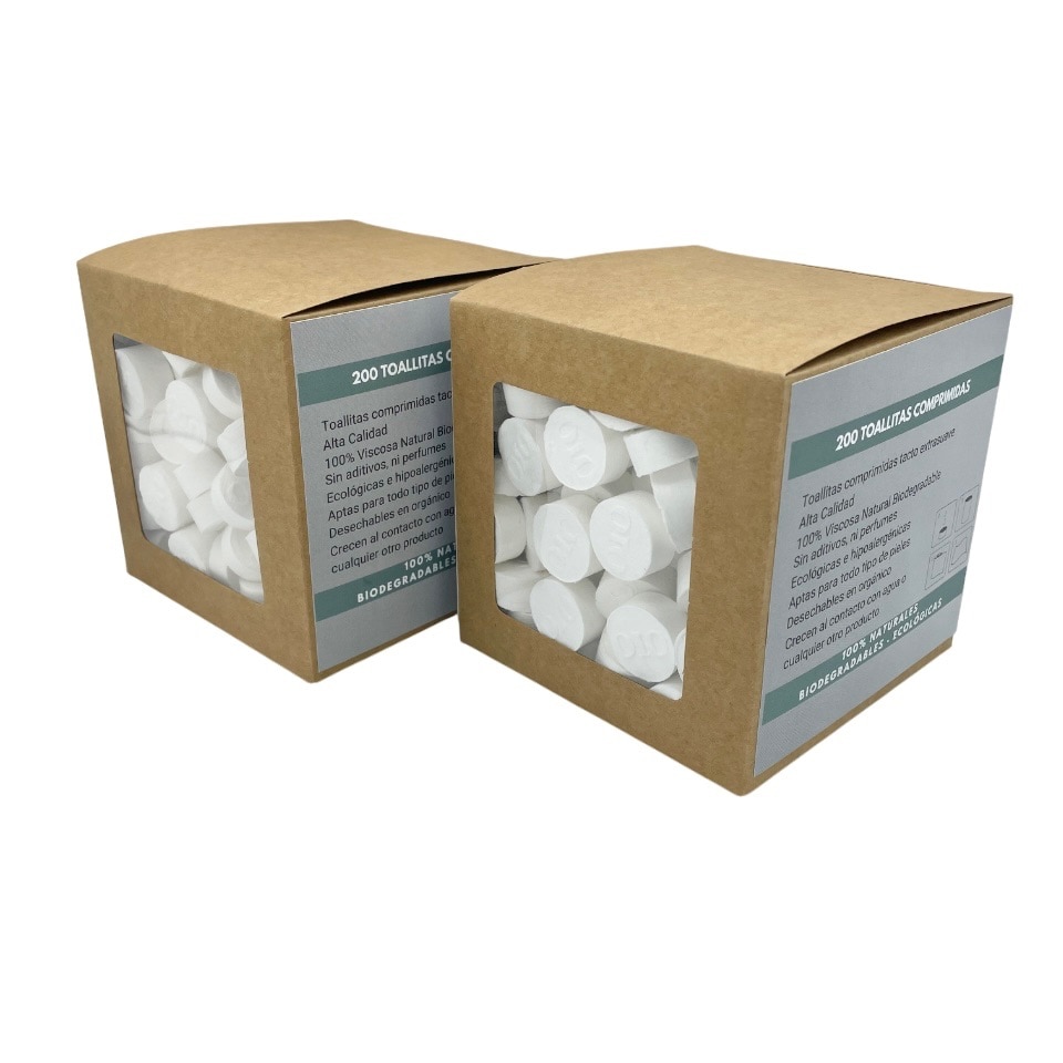 OIO NATURA Komprimierte biologisch abbaubare Tücher von OIO (Packung mit 400 Stück)