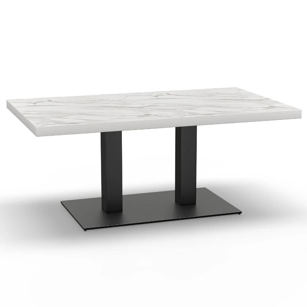 Gastro Loungetisch 110x60 cm | Marmor Weiß | Gusseisengestell | 45 cm Höhe