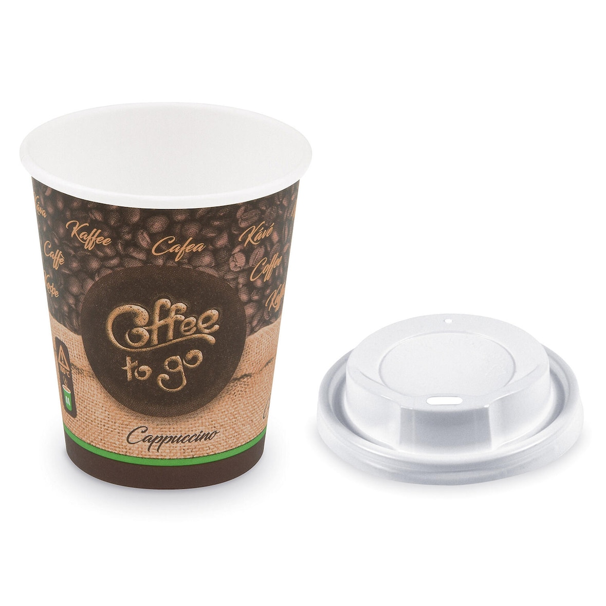 100x Kaffeebecher M 'Coffee To Go' Cappuccino mit Trinkdeckel 200ml 280ml