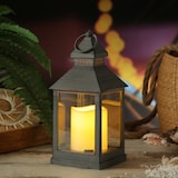 thumbnail of LED Laterne mit Kerze Windlicht flackernd H: 23cm Batteriebetrieb grau
