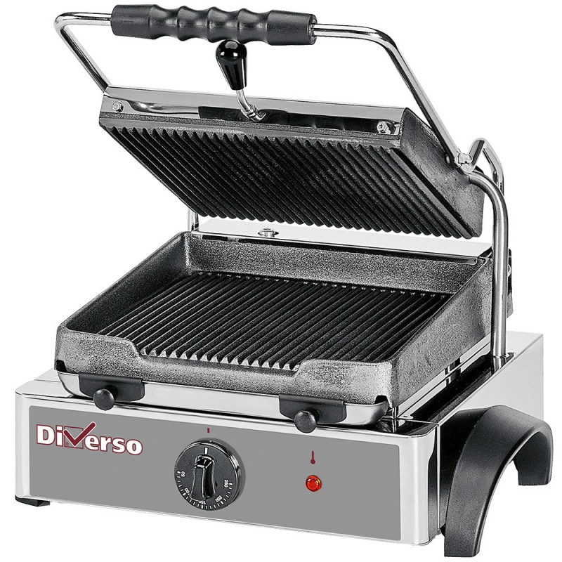 Grill panini électrique, plaques rainurées - Diverso