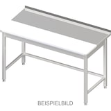 thumbnail of Stalgast Edelstahl Arbeitstisch ohne Grundboden, 800x600x850 mm, mit vertiefter PE-Schneideplatte, ohne Aufkantung, verschweißt