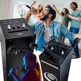 thumbnail of Tour de son Lecteur CD et Karaoké Inovalley HP49CD, 100W USB Bluetooth RADIO FM, 2 Microphones + supports Télécommande, LED OVNI