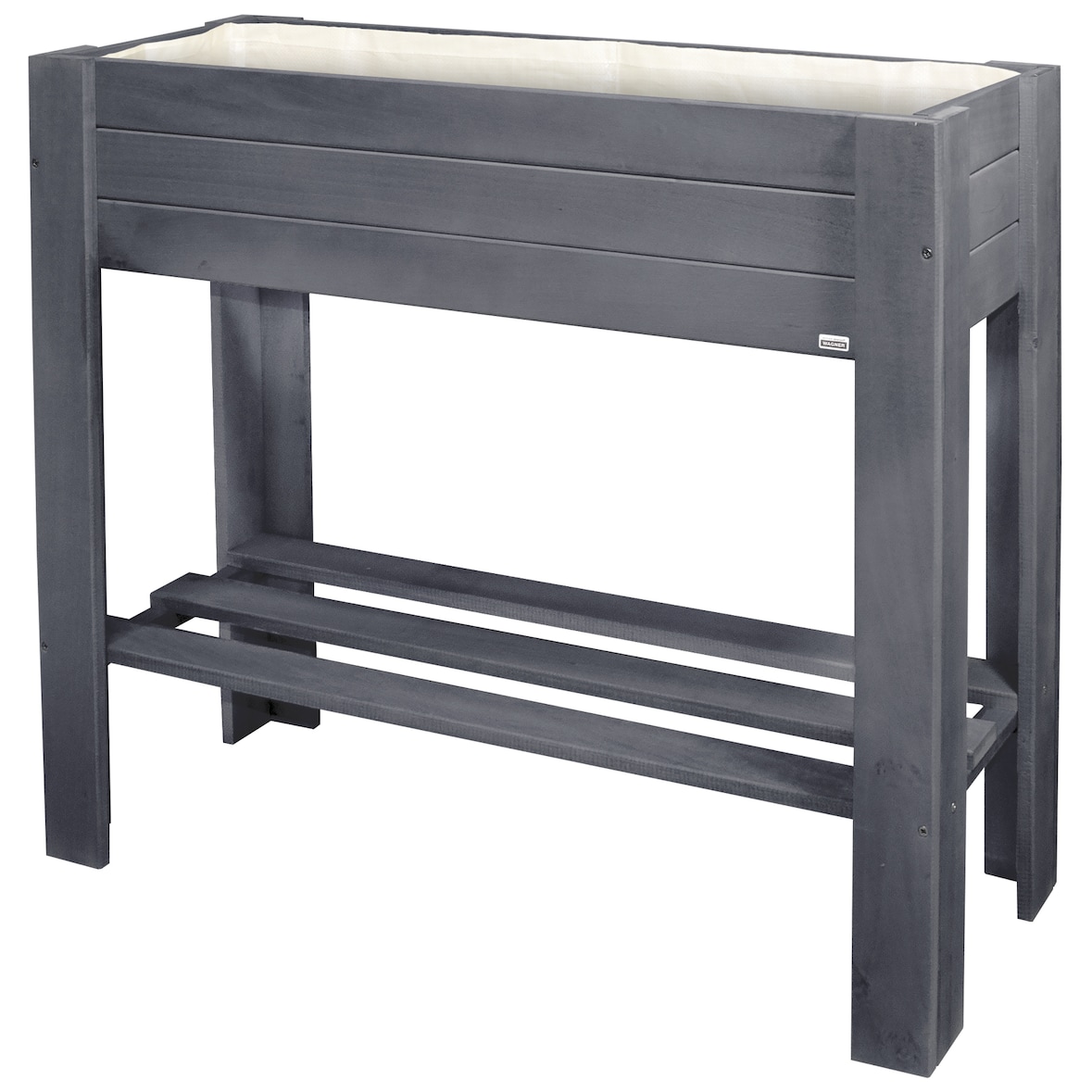 WAGNER GreenFAMILY Hochbeet GreenBOX Light - 70 x 83 x 34,5 cm, Massivholz anthrazit, Regalboden&Pflanztasche - 25024001