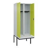 thumbnail of C+P Doppel-Spind Classic PLUS, Kunststoff schwebende Sitzbank, 2 Abteile, HxBxT 212x80x82cm, Zylinderschloss, Hellgrau/Clowngrün von PROREGAL