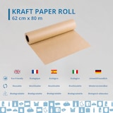 thumbnail of Kraft Natur Geschenkpapierrolle 62cm x 80m – Für Handwerk, Souvenirs und Weihnachtsgeschenke