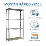 thumbnail of SimonRack Estante Metálico 1500x1200x500 mm, 4 Prateleiras em Madeira, Estrutura em Aço, 200 kg por Nível, Galvanizado/Madeira – Maderclick