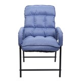 thumbnail of Eetkamerstoel HWC-K40, stoel gestoffeerd, 160kg belastbaar rugleuning verstelbaar metaal ~ stof/textiel blauw