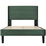 thumbnail of Merax Polsterbett Einzelbett 90x200 aus Samt & Holz & Metall mit Lattenrost & Kopfteil für Schlafzimmer Grün