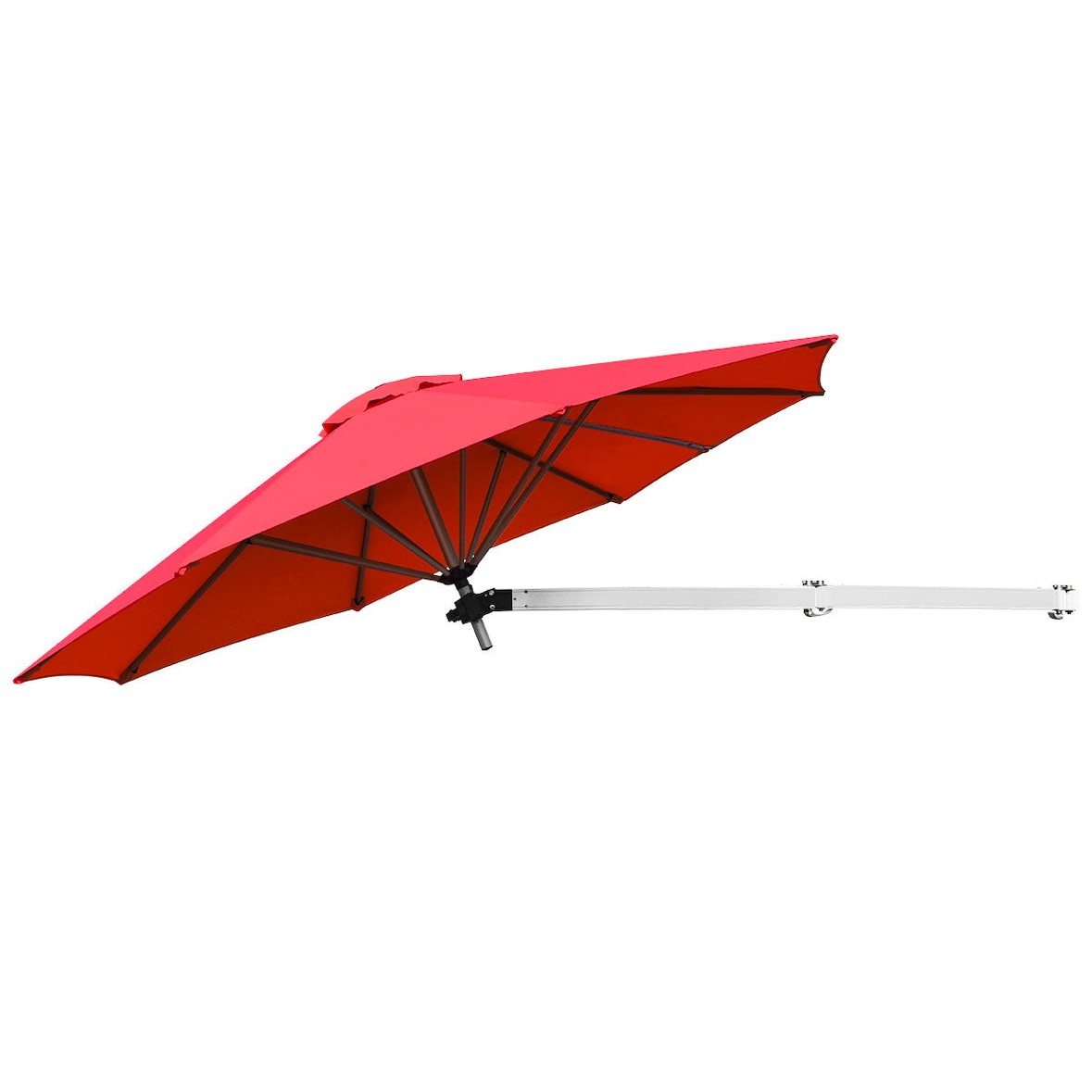 Helloshop26 - Wandmontierter Sonnenschirm 250 x 184 cm verstellbar und neigbar wetterfest modernes Design rotes Aluminium 20_0013021