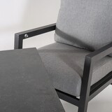 thumbnail of Conjunto sofás exterior, Aluminio reforzado color antracita, Sofá 3 plazas + 2 sillones reclinables + Mesita café, 5 plazas, Cojines color gris
