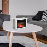 thumbnail of HOMCOM Portátil Mini Estufa Eléctrica Calefactor Chimenea Pequeña Termostato Ajustable 600/1200W Llama Decorativa 34x17x25cm Blanco