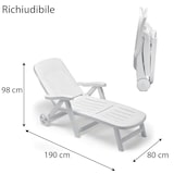 thumbnail of Lettino Sdraio California Bianco in Resina con Schienale Reclinabile e Ruote -  cm 80x190x98h