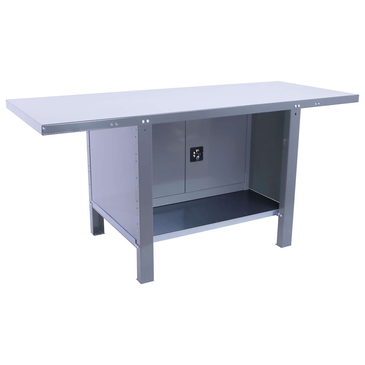 SimonRack Industriewerkbank mit Schrank, 1200x730 mm, Hohe strukturelle Steifigkeit, Tragfähigkeit 700 kg, Grau - BT-6 PRO