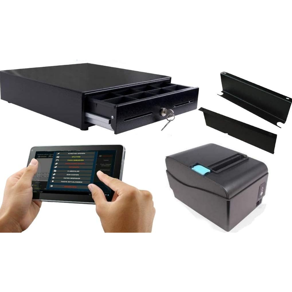 Mobiles Kassensystem für GASTRONOMIE: 10" Touchscreen Terminal, Bondrucker, Geldlade mit Halterung/GoDB GdPDU